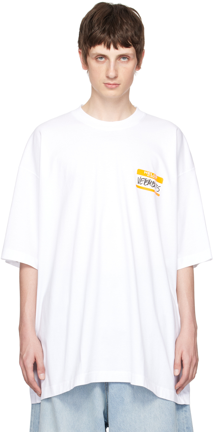 Vetements My Name Is Cotton Oversized T-shirt In White