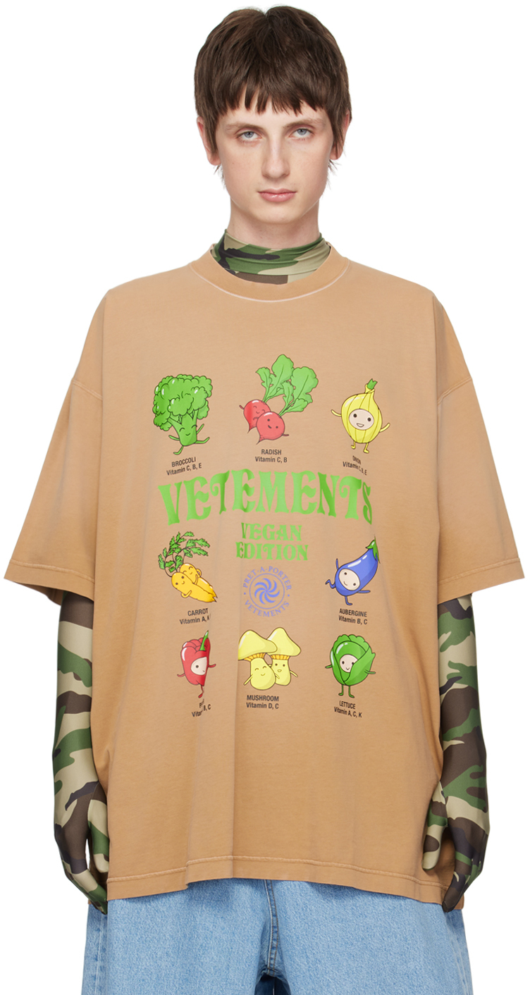 Shop Vetements Brown 'vegan Edition' T-shirt In Earth
