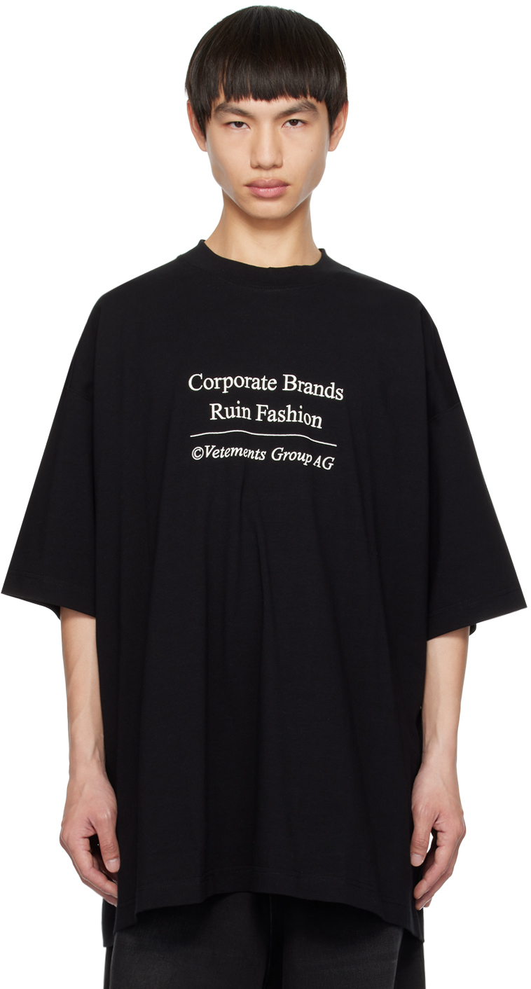 Black 'Corporate Brands Ruin Fashion' T-Shirt