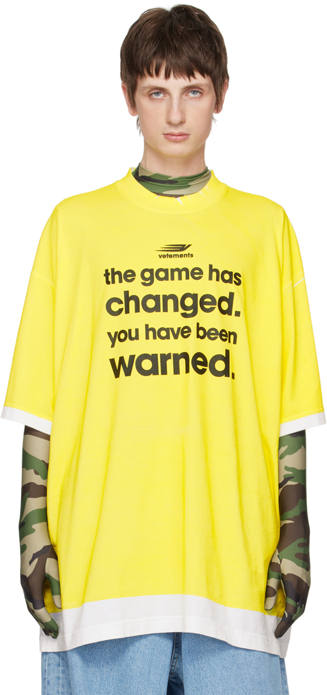 VETEMENTS: Yellow Gamechanging T-Shirt | SSENSE