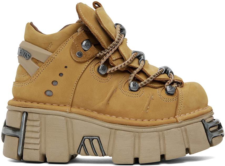 Vetements Tan New Rock Edition Platform Sneakers In Caramel Nubuk