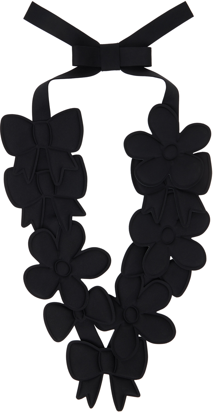 Black Bow & Flower Necklace