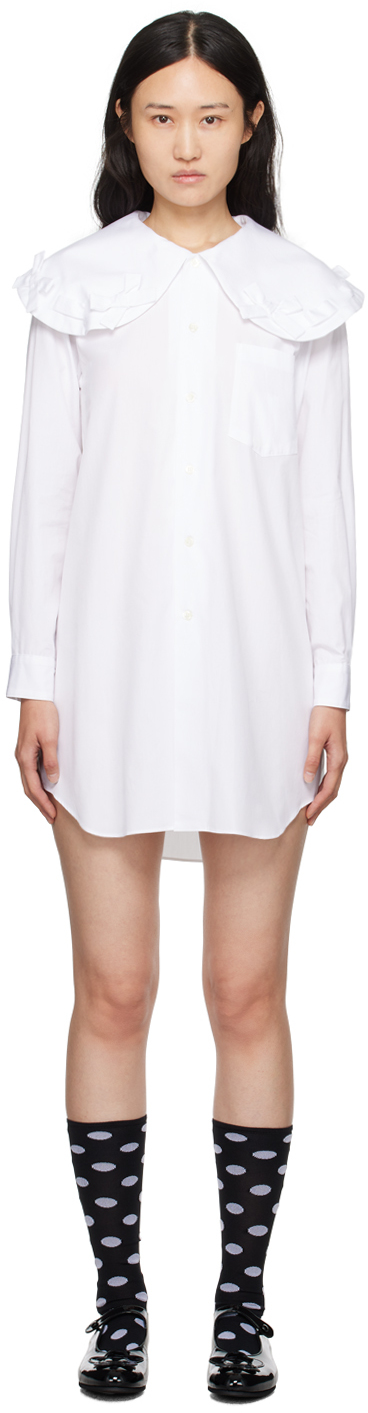 Comme Des Garcons Girl Cotton Long-length Shirt In White