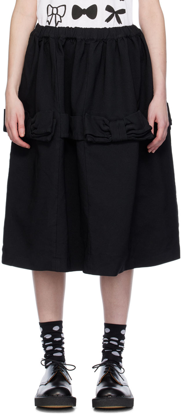 Comme Des Garcons Girl Black Bow Midi Skirt In 1 Black