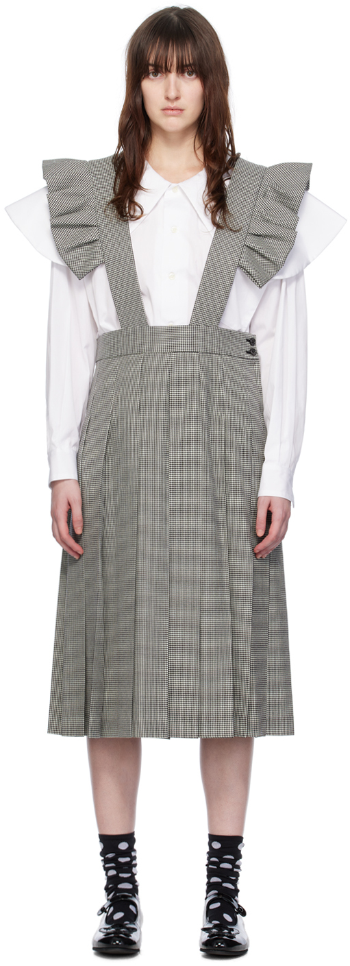 Comme Des Garcons Girl Grey Pinafore Midi Skirt In 1 Black/white