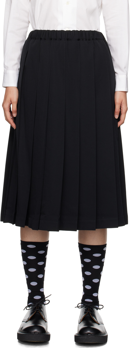 Comme des Garçons Girl Black Pleated Midi Skirt