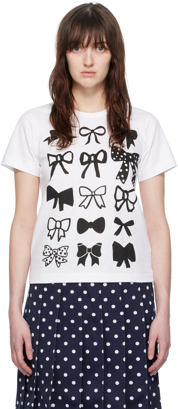 Comme Des Garcons Girl White Bow T-shirt In 1 White