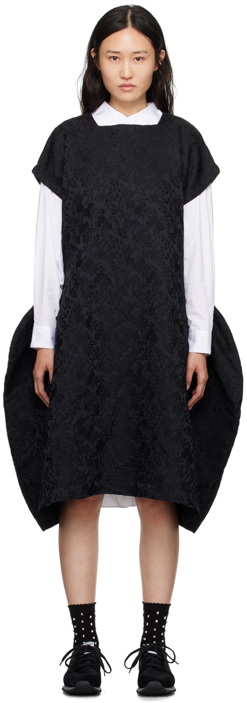 Shop Comme Des Garçons Comme Des Garçons Black Jacquard Midi Dress In 1 Black