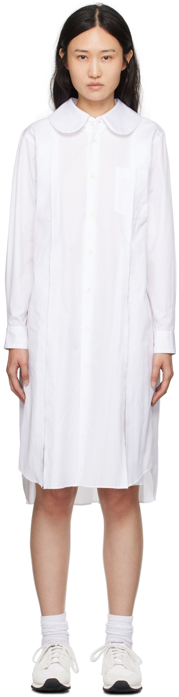 Shop Comme Des Garçons Comme Des Garçons White Raw Edge Midi Dress In 1 White