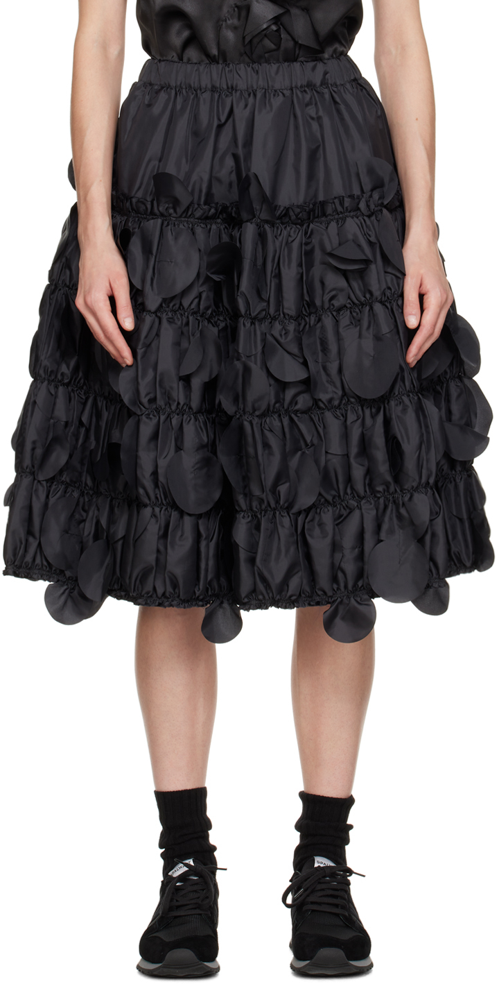 Comme Des Garçons Comme Des Garçons Ruched Flared Midi Skirt In 黑色