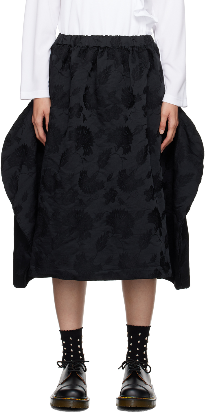 Comme Des Garçons Comme Des Garçons Asymmetric Floral-jacquard Midi Skirt In 1 Black