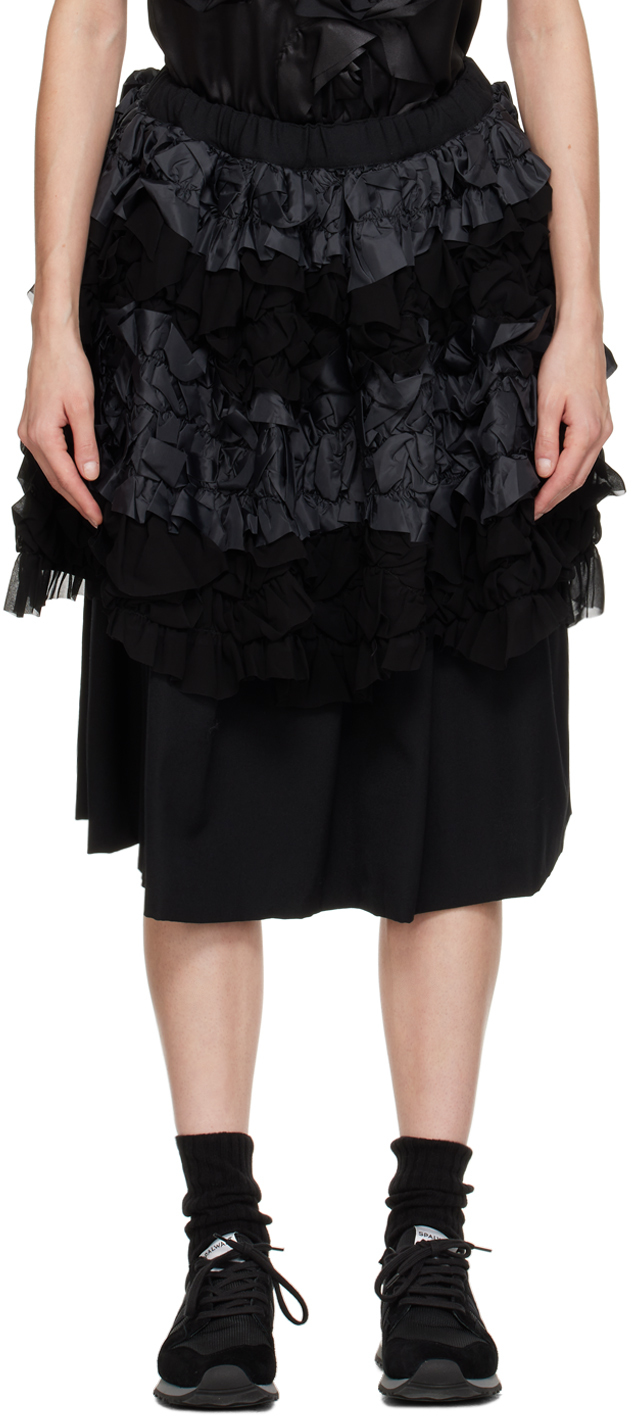 Comme Des Garçons Comme Des Garçons Black Layered Midi Skirt In 1 Black/black