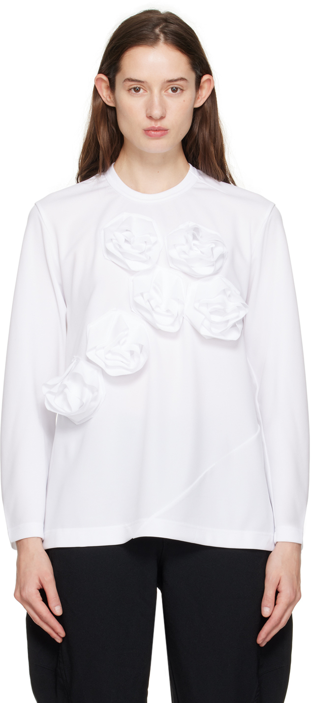 White Rosette Long Sleeve T-Shirt