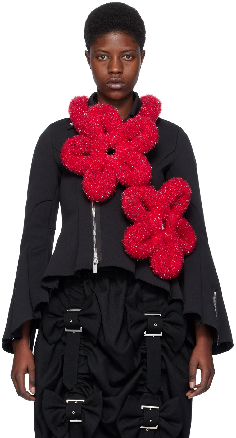 Red Floral Appliqué Harness by Noir Kei Ninomiya on Sale