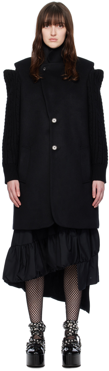 Noir Kei Ninomiya Black Cutout Coat In 1 Black