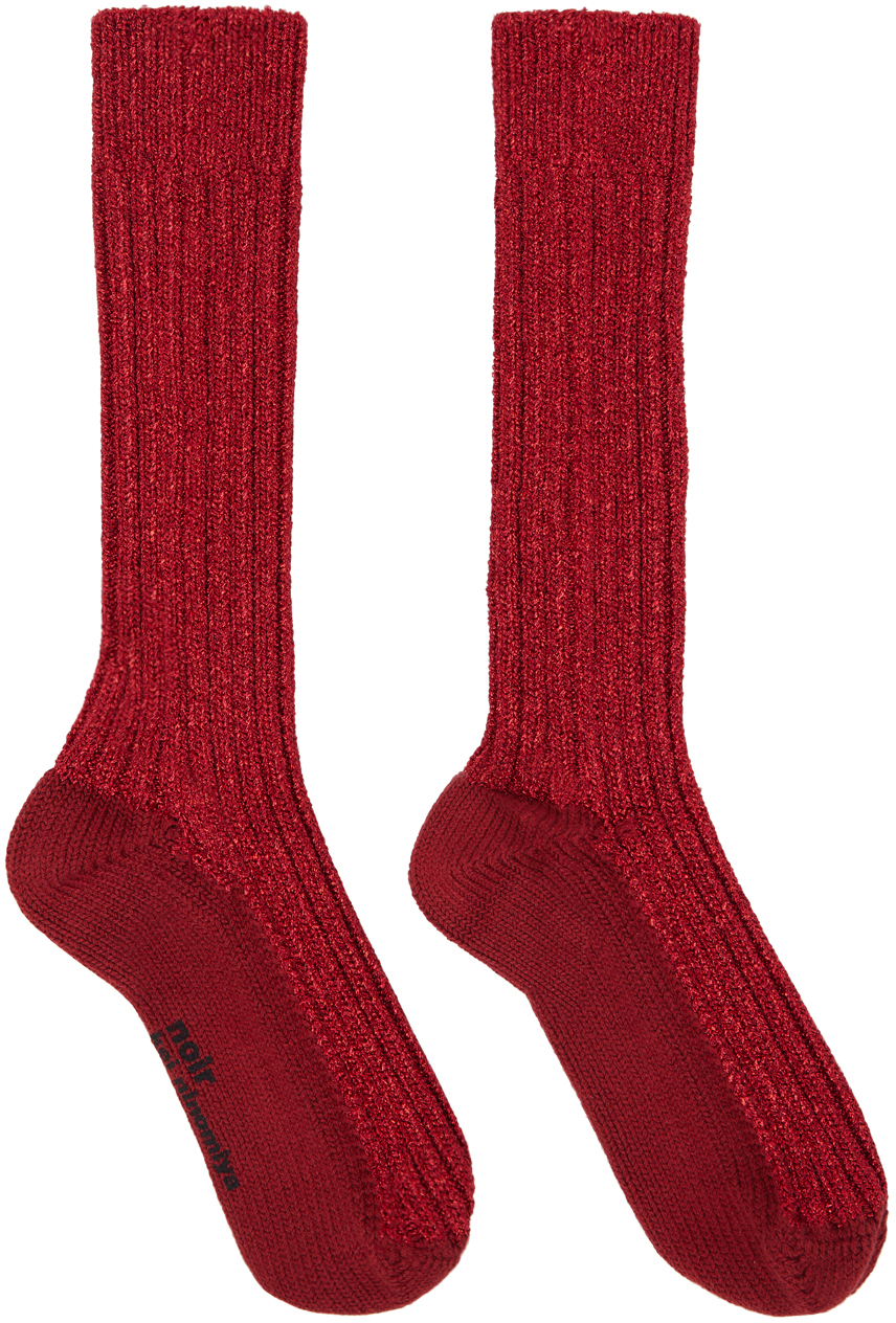 Noir Kei Ninomiya Red Metallic Socks In 2 Red