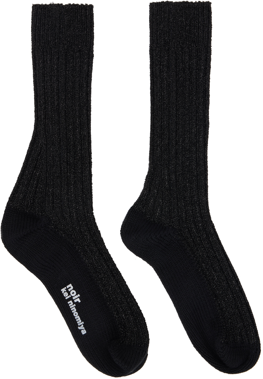 Noir Kei Ninomiya Black Metallic Socks In 1 Black