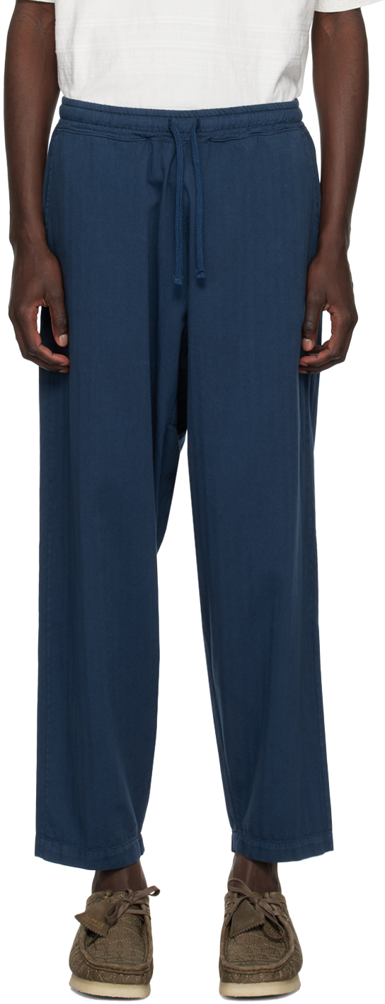 Universal Works Navy Braga Trousers In Washed Navy