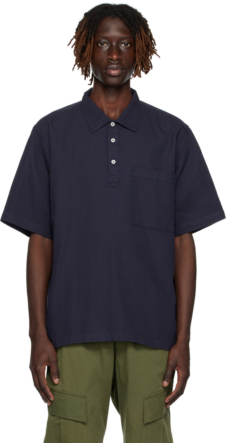 Universal Works Navy Loose-fit Polo