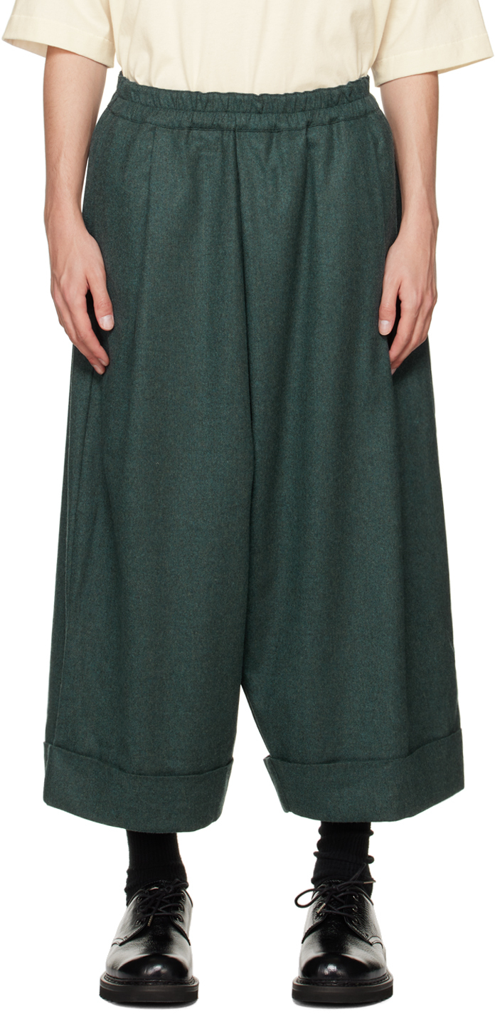 WashedCotton BakerPants Pickle Green Loose Casual Workwear Baker