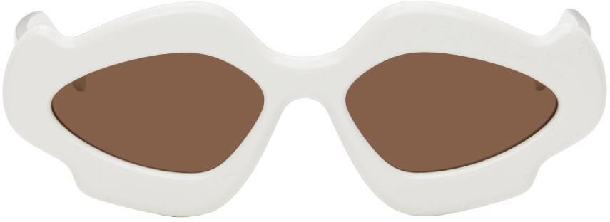 Shop Loewe White Flame Sunglasses In 21e White / Brown