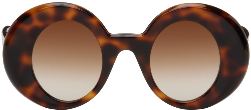Loewe Tortoiseshell Oversized Round Sunglasses In 52f Havana / Brown