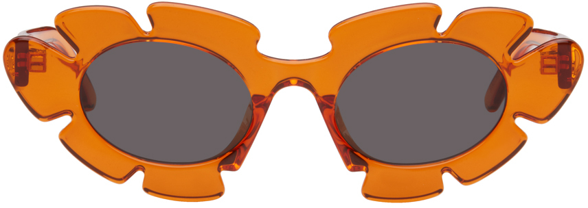 Loewe Flower Acetate Sunglasses In Transparent Orange