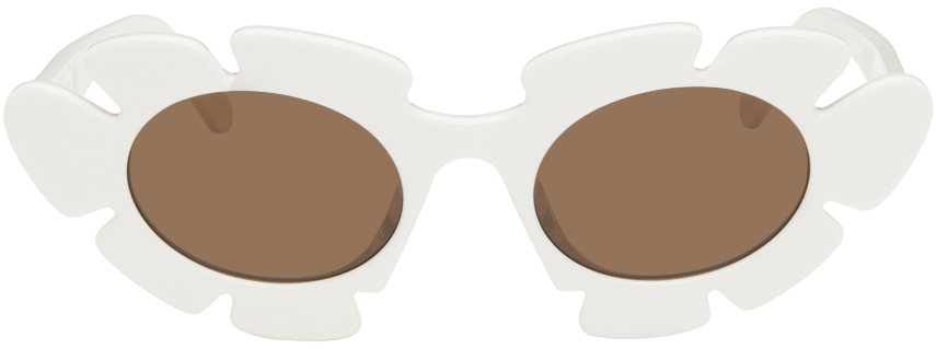 Shop Loewe White Flower Sunglasses In 21e White / Brown