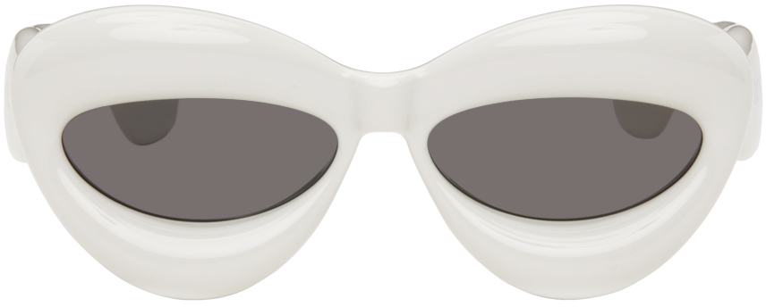 Loewe Inflated Cat-eye Sunglasses In White,smoke