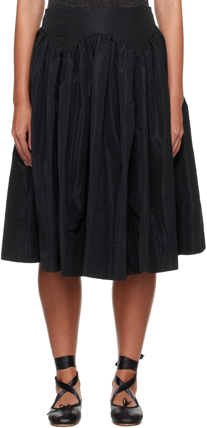 Sandy Liang Black Murano Midi Skirt In 001 Black