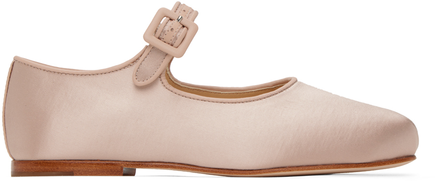 Sandy Liang Ssense Exclusive Pink Mary Jane Pointe Ballerina Flats In Ballet Pink Satin
