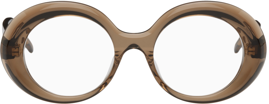 Loewe Brown Oversized Oval Glasses In Shiny Light Brown