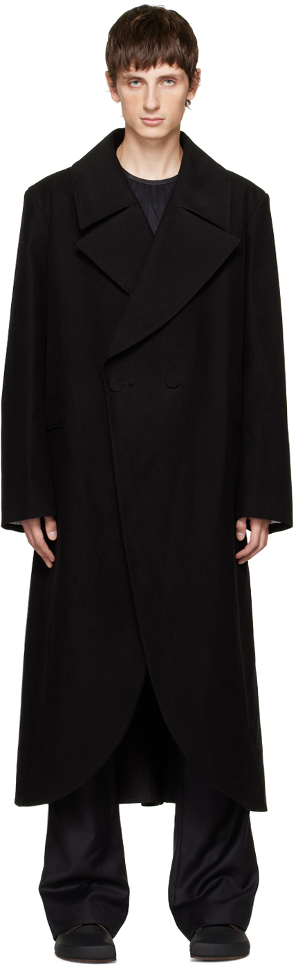Aaron Esh Black Double-button Coat In 25129944 Black