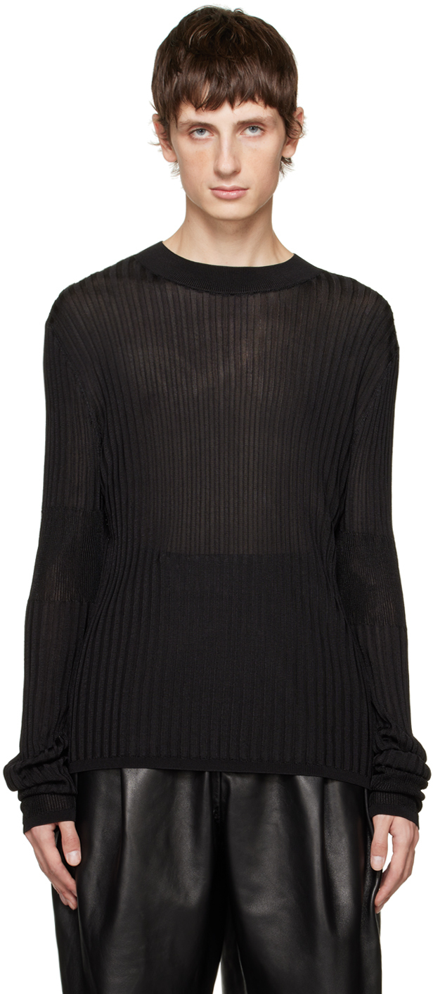 Aaron Esh Black Pinstripe Sweater In 25129939 Black