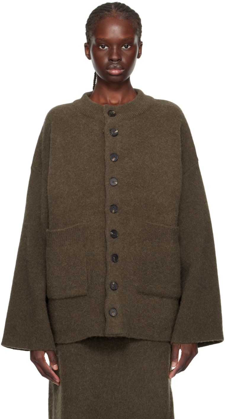 Brown Round Cardigan by Birrot on Sale