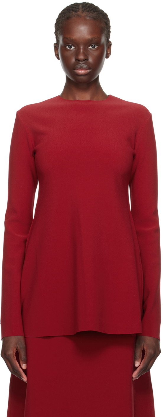 Birrot Red Lay2 Hourglass Blouse In Dark Red