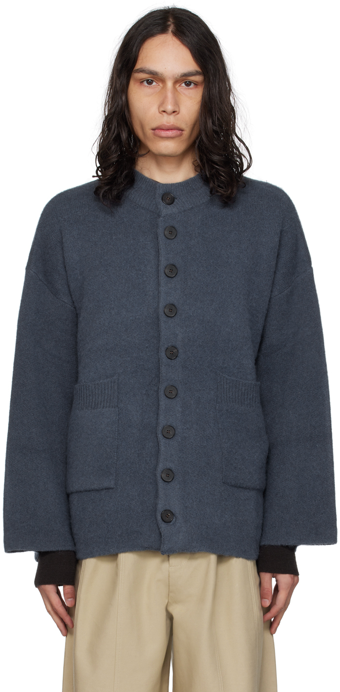 Birrot: Blue Round Cardigan | SSENSE