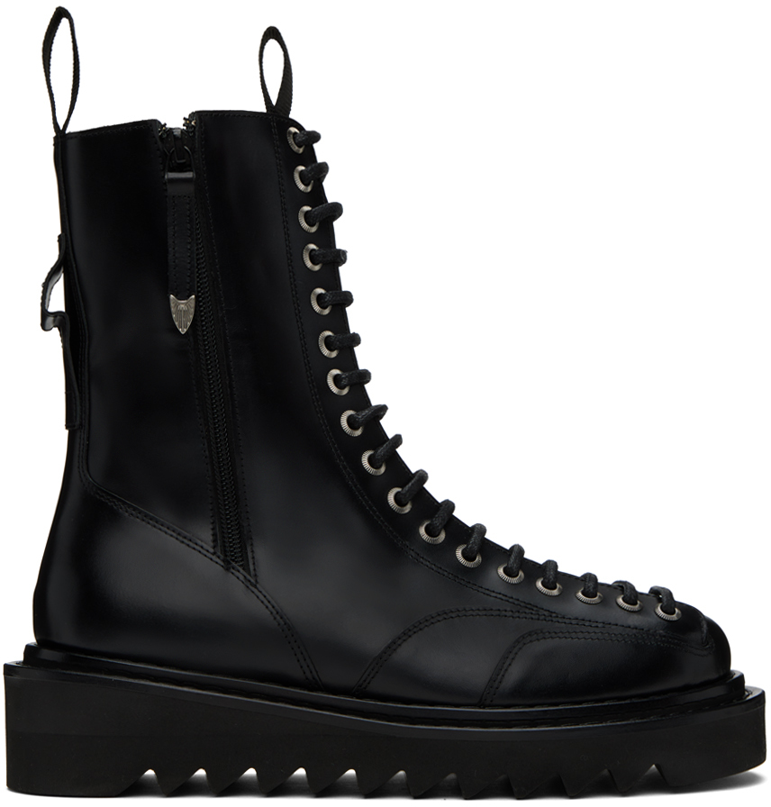Toga Virilis Black Platform Boots In Black 16363