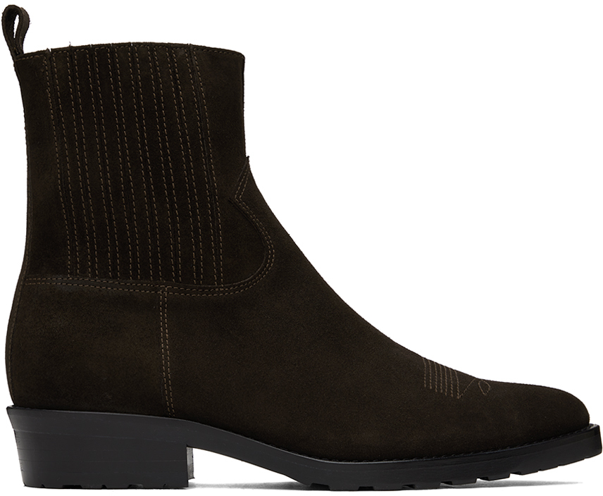 SSENSE Exclusive Brown Embroidered Chelsea Boots