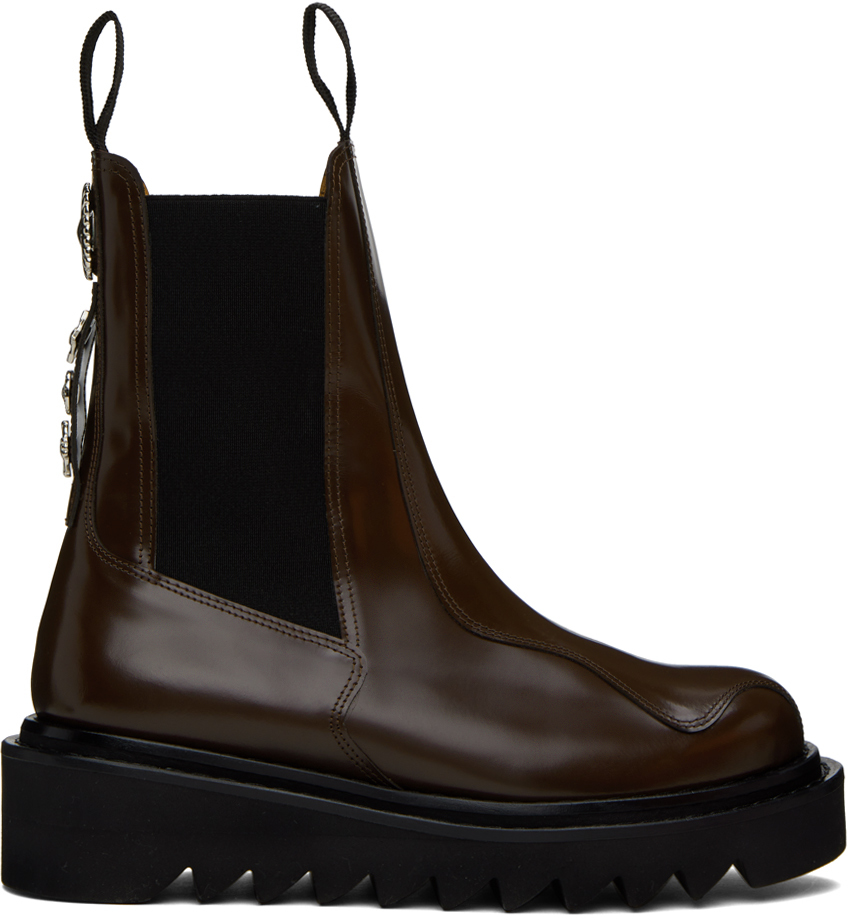 Toga Virilis Ssense Exclusive Brown Chelsea Boots In Dark Brown Leather