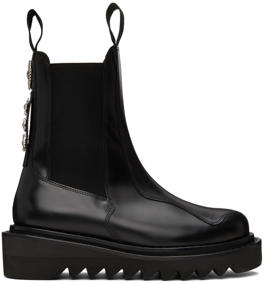 SSENSE Exclusive Black Hard Leather Chelsea Boots