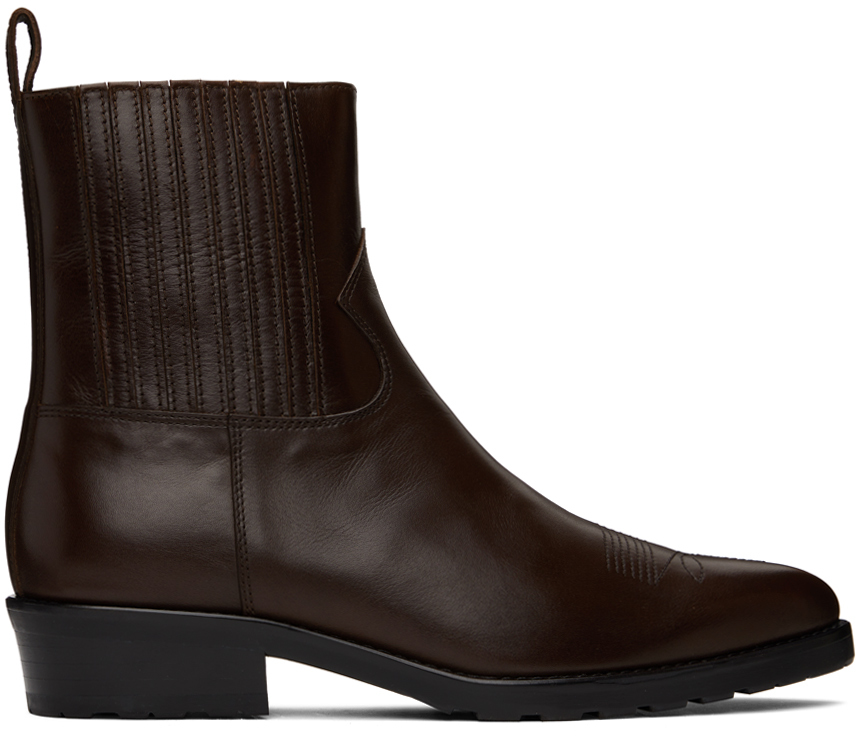 SSENSE Exclusive Brown Hard Leather Chelsea Boots