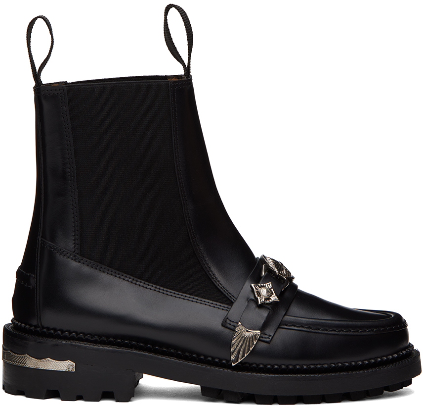 Toga Virilis Black Hard Chelsea Boots | ModeSens