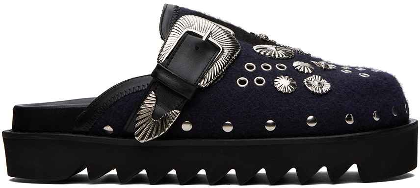 Toga Virilis Ssense Exclusive Black & Navy Studded Loafers In Black Navy
