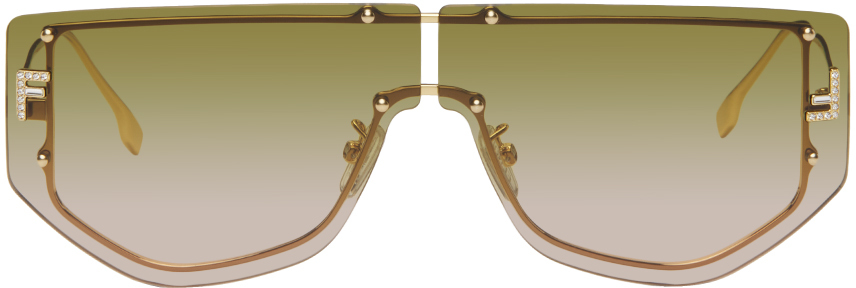 Shop Fendi Gold ' First' Sunglasses In 6930p