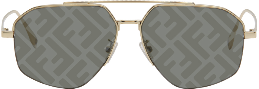 Shop Fendi Gold Travel Sunglasses In Shiny Gold Dh/smoke