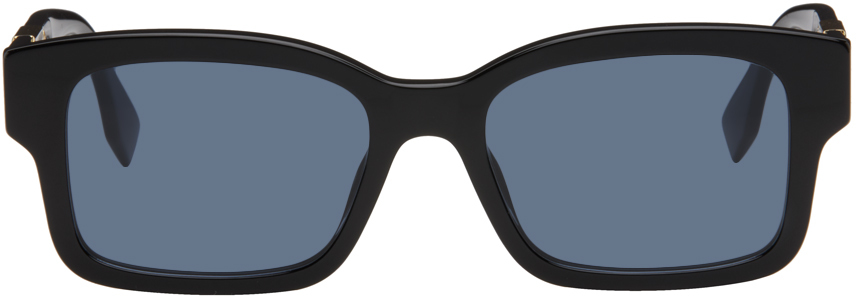 O Lock Rectangular Sunglasses in Black - Fendi