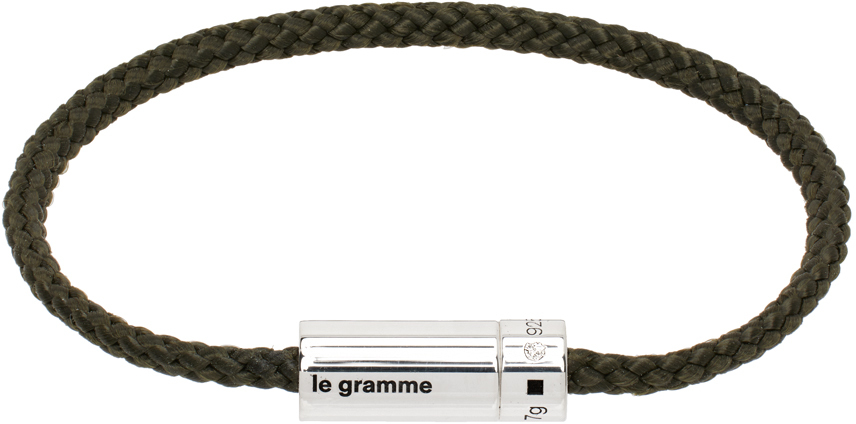 Le Gramme Green 'le 7g' Nato Cable Bracelet In Khaki