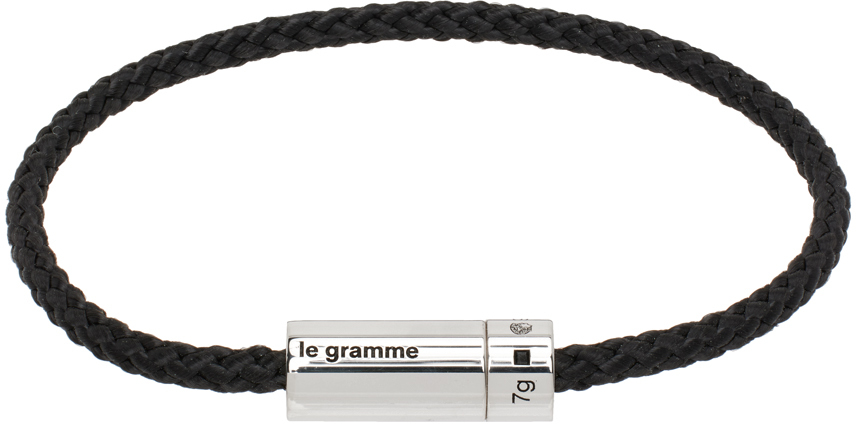 Le Gramme Black 'le 7g' Nato Cable Bracelet In Silver