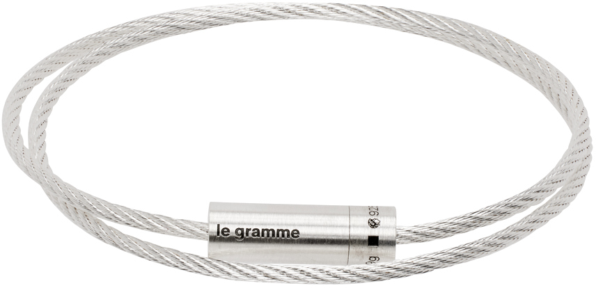 Shop Le Gramme Silver 'le 9g' Double Turn Cable Bracelet